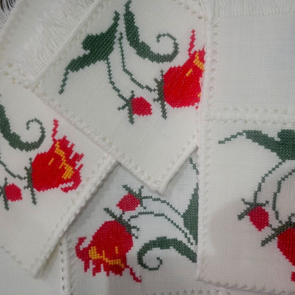 Set of 4 vintage cross stitch napkins